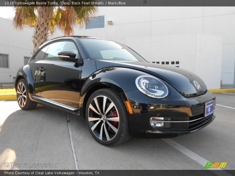 Deep Black Pearl Metallic / Black/Blue 2013 Volkswagen Beetle Turbo