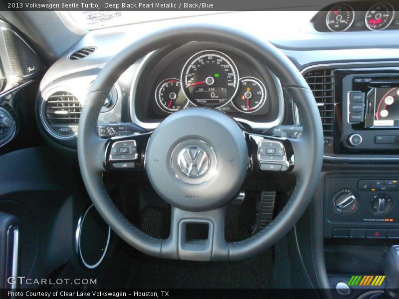 Deep Black Pearl Metallic / Black/Blue 2013 Volkswagen Beetle Turbo