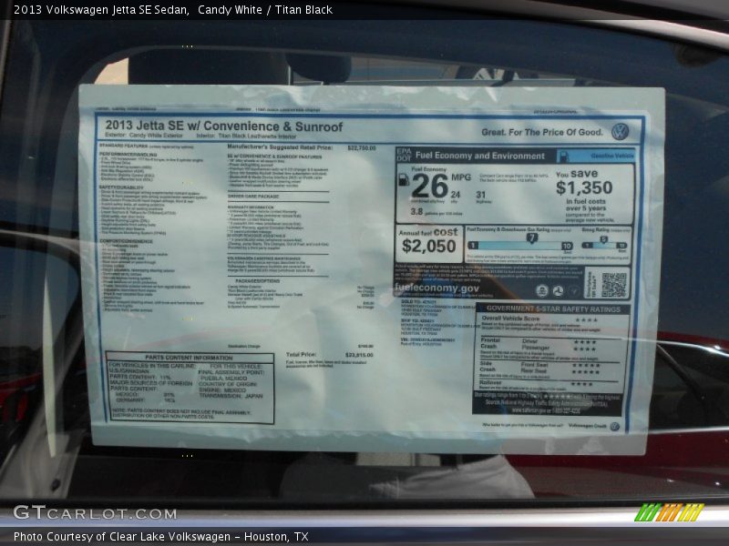 Candy White / Titan Black 2013 Volkswagen Jetta SE Sedan