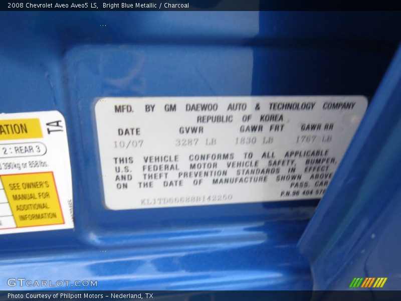 Bright Blue Metallic / Charcoal 2008 Chevrolet Aveo Aveo5 LS