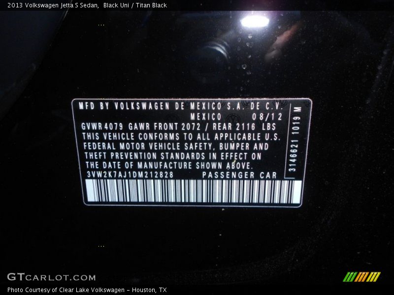 Black Uni / Titan Black 2013 Volkswagen Jetta S Sedan