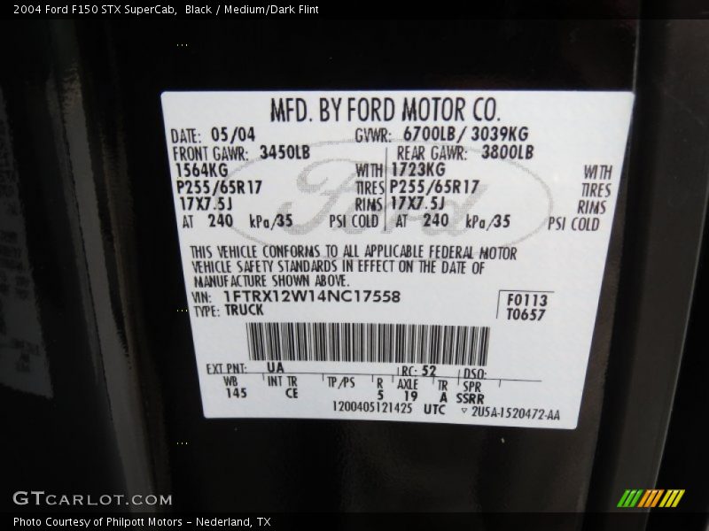 Black / Medium/Dark Flint 2004 Ford F150 STX SuperCab