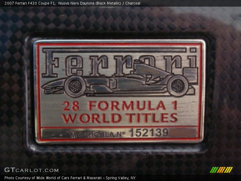 Nuovo Nero Daytona (Black Metallic) / Charcoal 2007 Ferrari F430 Coupe F1