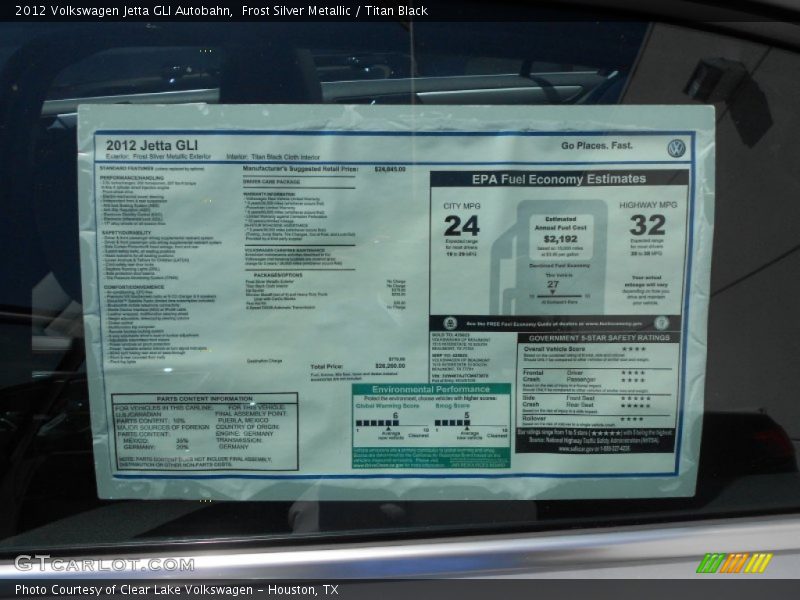 Frost Silver Metallic / Titan Black 2012 Volkswagen Jetta GLI Autobahn