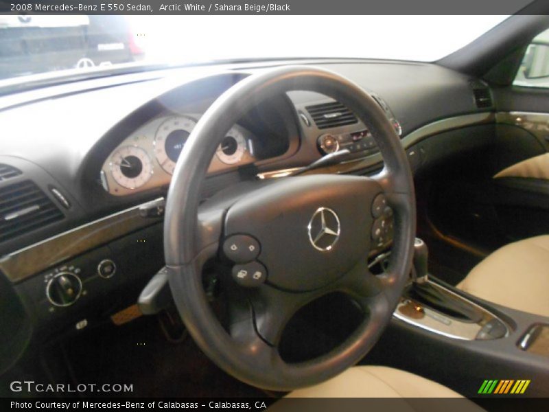 Arctic White / Sahara Beige/Black 2008 Mercedes-Benz E 550 Sedan