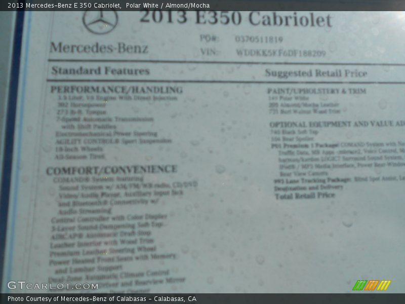 Polar White / Almond/Mocha 2013 Mercedes-Benz E 350 Cabriolet
