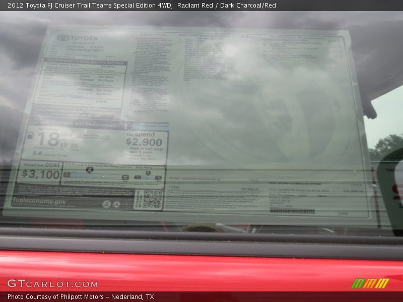 Radiant Red / Dark Charcoal/Red 2012 Toyota FJ Cruiser Trail Teams Special Edition 4WD