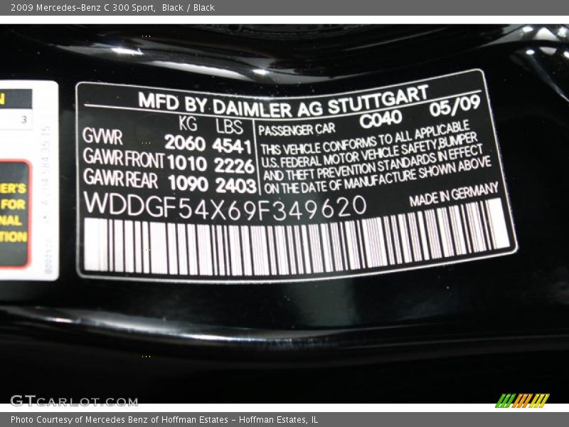 Black / Black 2009 Mercedes-Benz C 300 Sport