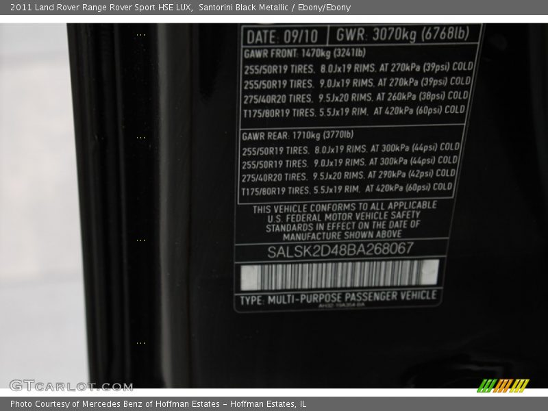 Santorini Black Metallic / Ebony/Ebony 2011 Land Rover Range Rover Sport HSE LUX