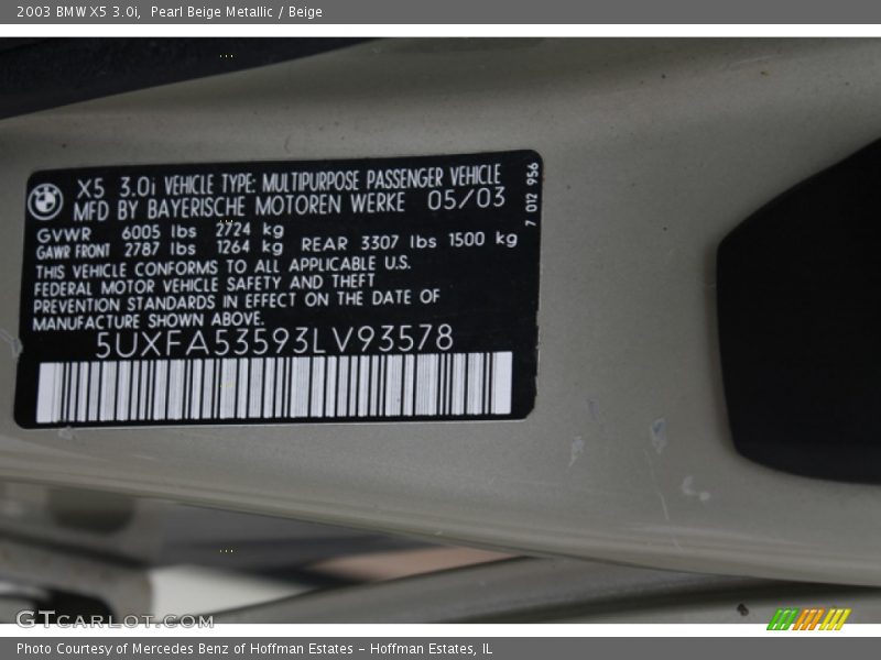 Pearl Beige Metallic / Beige 2003 BMW X5 3.0i