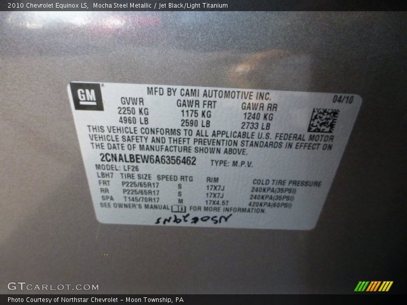 Mocha Steel Metallic / Jet Black/Light Titanium 2010 Chevrolet Equinox LS