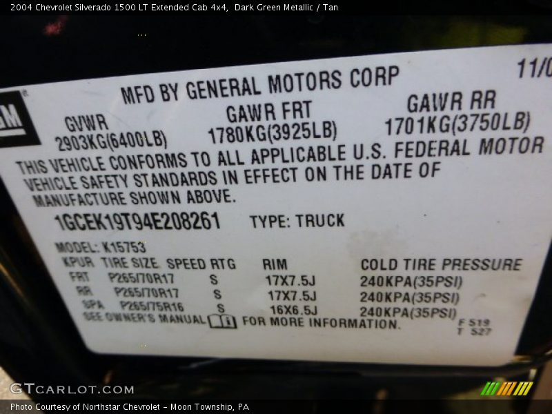 Dark Green Metallic / Tan 2004 Chevrolet Silverado 1500 LT Extended Cab 4x4