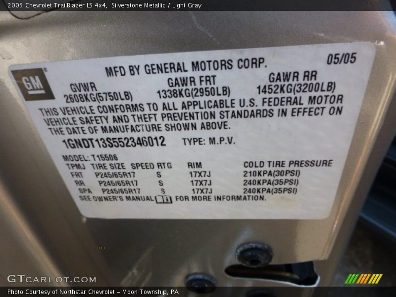 Silverstone Metallic / Light Gray 2005 Chevrolet TrailBlazer LS 4x4