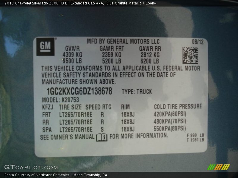 Blue Granite Metallic / Ebony 2013 Chevrolet Silverado 2500HD LT Extended Cab 4x4