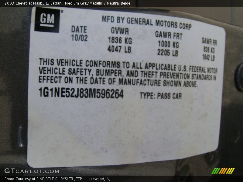 Medium Gray Metallic / Neutral Beige 2003 Chevrolet Malibu LS Sedan