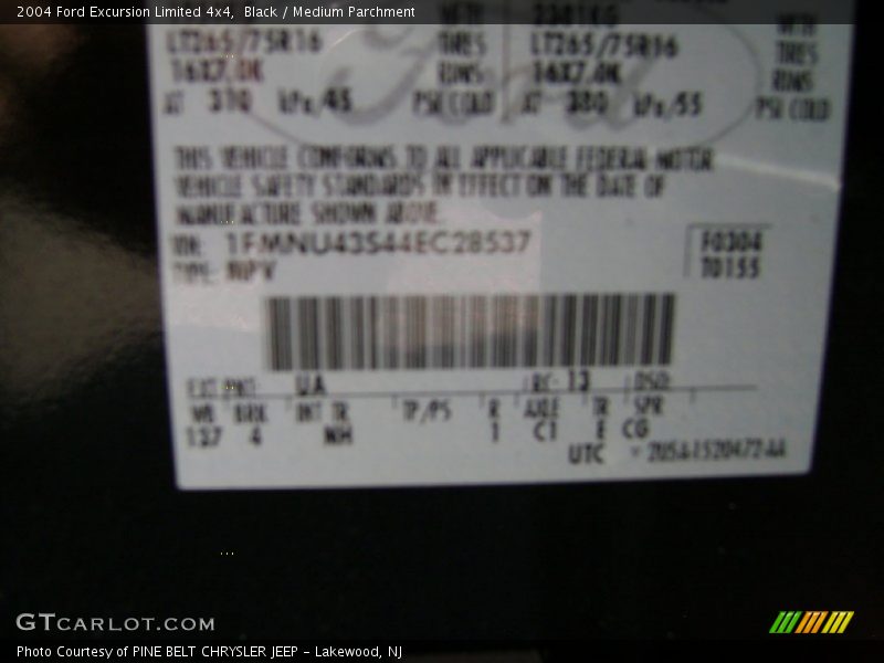 Black / Medium Parchment 2004 Ford Excursion Limited 4x4