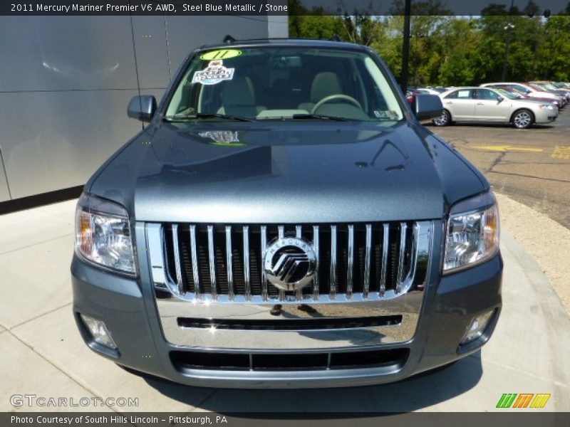 Steel Blue Metallic / Stone 2011 Mercury Mariner Premier V6 AWD