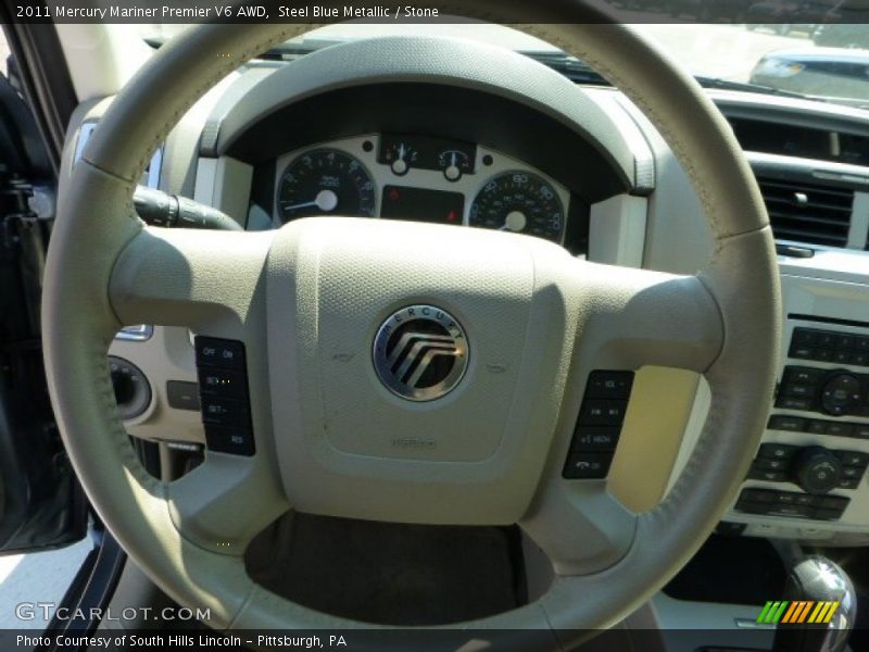 Steel Blue Metallic / Stone 2011 Mercury Mariner Premier V6 AWD