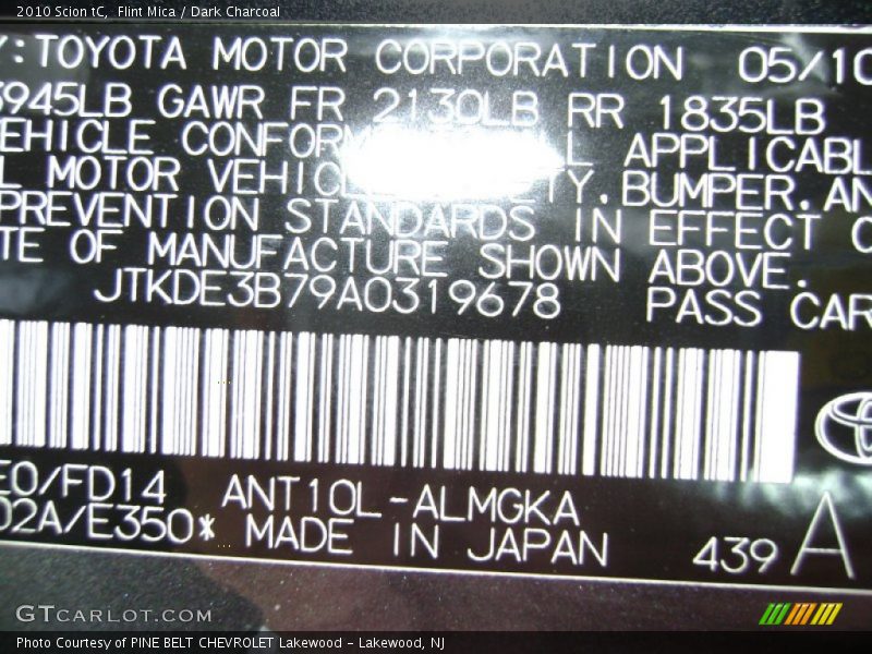 Flint Mica / Dark Charcoal 2010 Scion tC