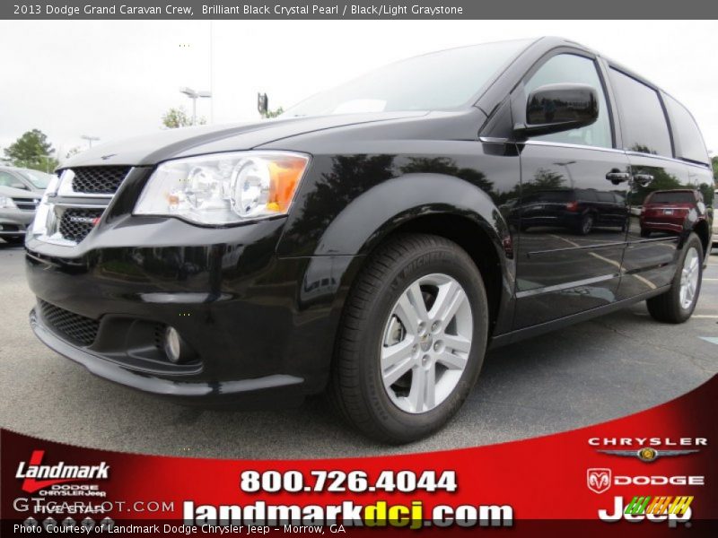 Brilliant Black Crystal Pearl / Black/Light Graystone 2013 Dodge Grand Caravan Crew