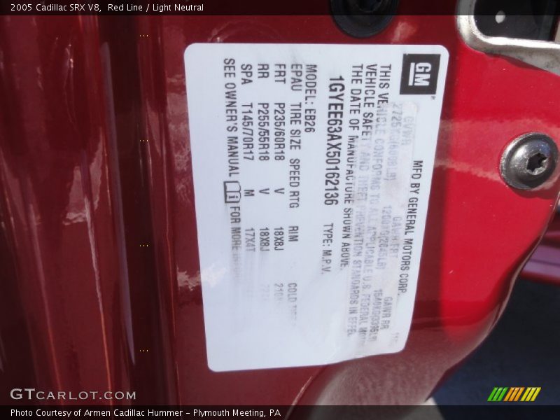 Red Line / Light Neutral 2005 Cadillac SRX V8
