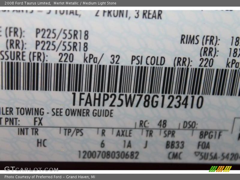 Merlot Metallic / Medium Light Stone 2008 Ford Taurus Limited