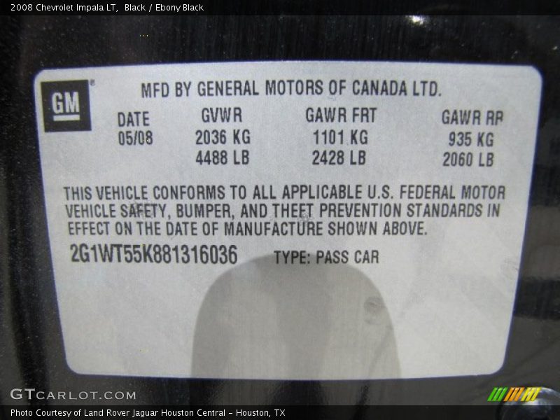 Black / Ebony Black 2008 Chevrolet Impala LT
