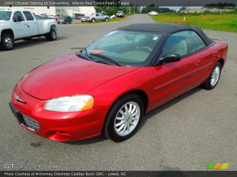 Inferno Red Tinted Pearl / Taupe 2003 Chrysler Sebring LX Convertible