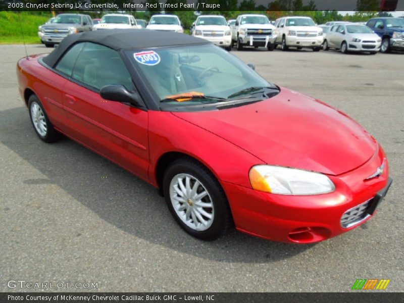 Inferno Red Tinted Pearl / Taupe 2003 Chrysler Sebring LX Convertible