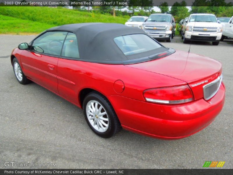 Inferno Red Tinted Pearl / Taupe 2003 Chrysler Sebring LX Convertible