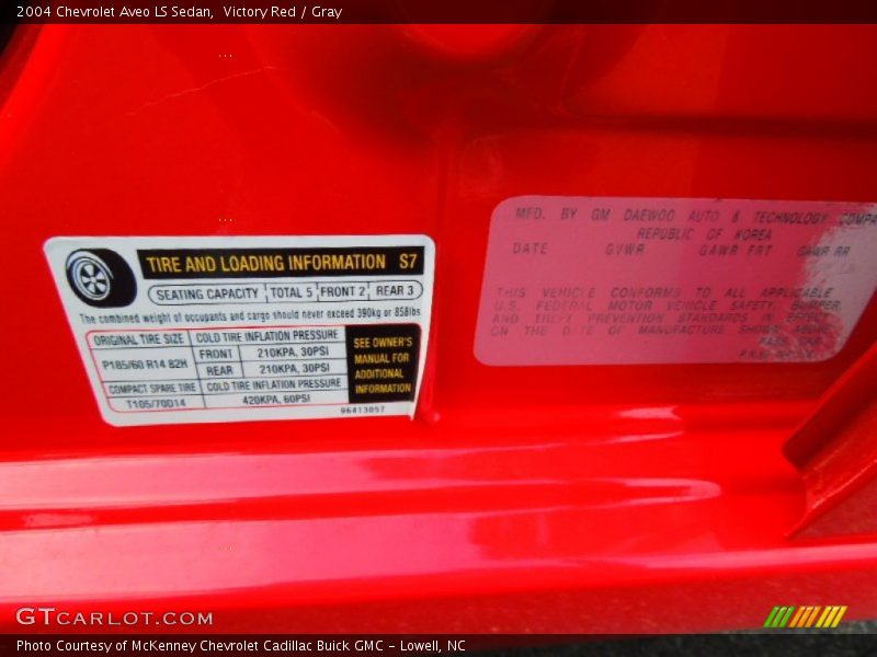 Victory Red / Gray 2004 Chevrolet Aveo LS Sedan