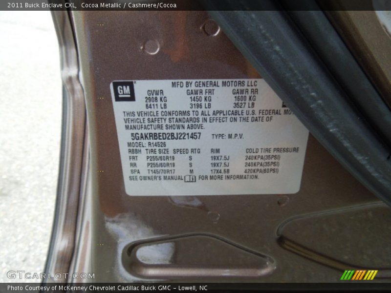 Cocoa Metallic / Cashmere/Cocoa 2011 Buick Enclave CXL