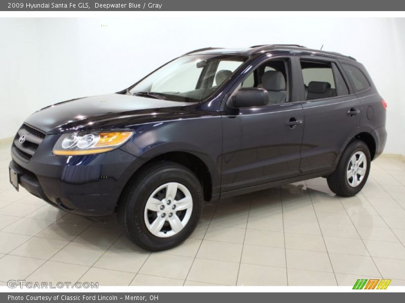 Deepwater Blue / Gray 2009 Hyundai Santa Fe GLS