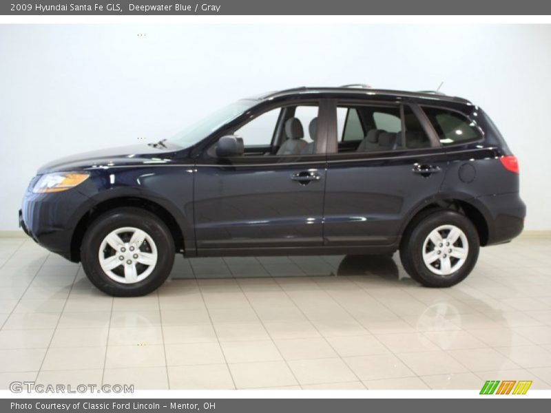Deepwater Blue / Gray 2009 Hyundai Santa Fe GLS