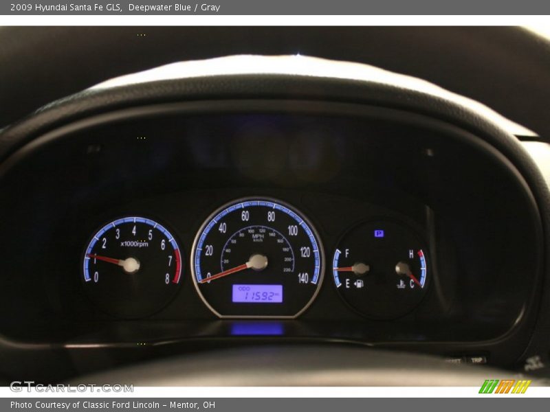 Deepwater Blue / Gray 2009 Hyundai Santa Fe GLS
