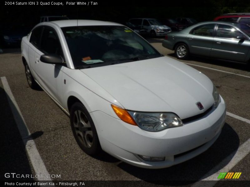 Polar White / Tan 2004 Saturn ION 3 Quad Coupe