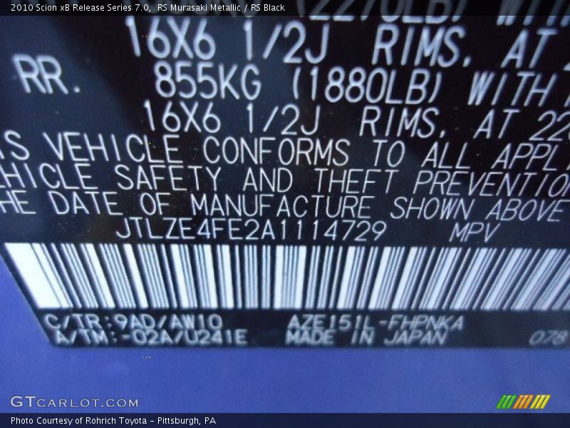 RS Murasaki Metallic / RS Black 2010 Scion xB Release Series 7.0