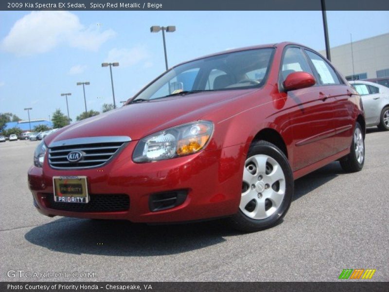 Spicy Red Metallic / Beige 2009 Kia Spectra EX Sedan