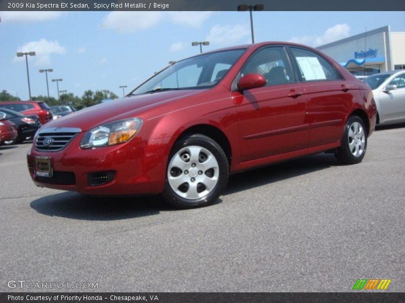 Spicy Red Metallic / Beige 2009 Kia Spectra EX Sedan
