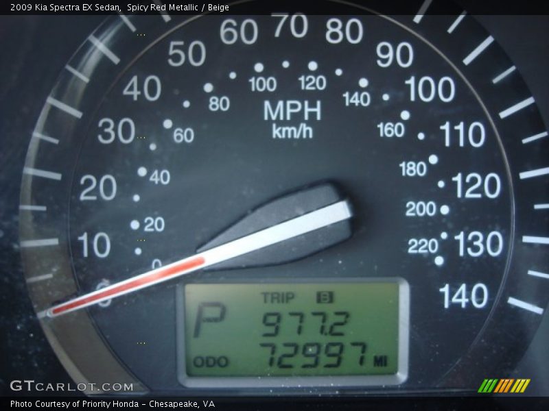 Spicy Red Metallic / Beige 2009 Kia Spectra EX Sedan