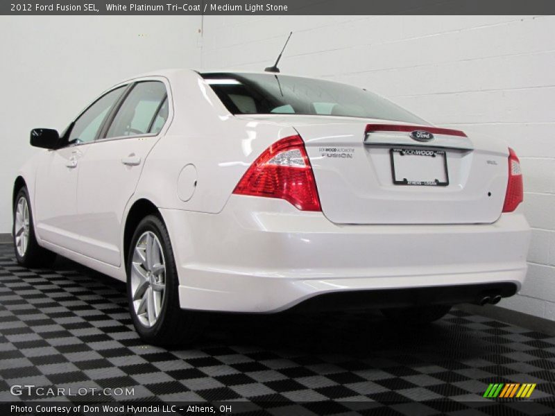 White Platinum Tri-Coat / Medium Light Stone 2012 Ford Fusion SEL