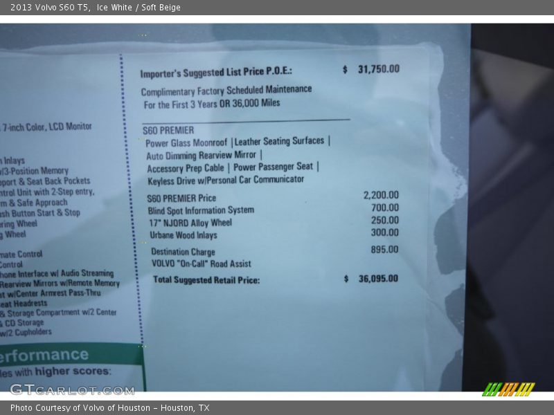 Ice White / Soft Beige 2013 Volvo S60 T5