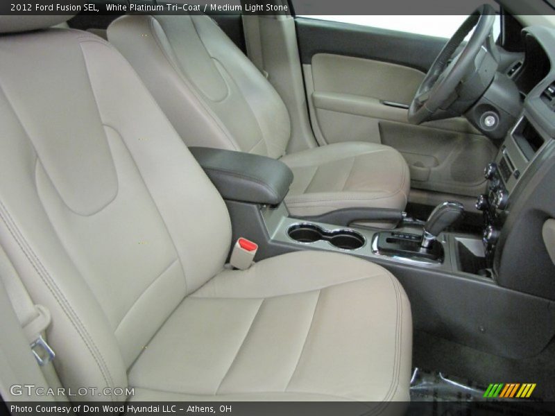 White Platinum Tri-Coat / Medium Light Stone 2012 Ford Fusion SEL
