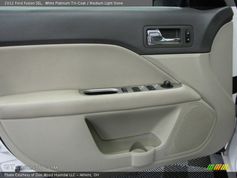 White Platinum Tri-Coat / Medium Light Stone 2012 Ford Fusion SEL