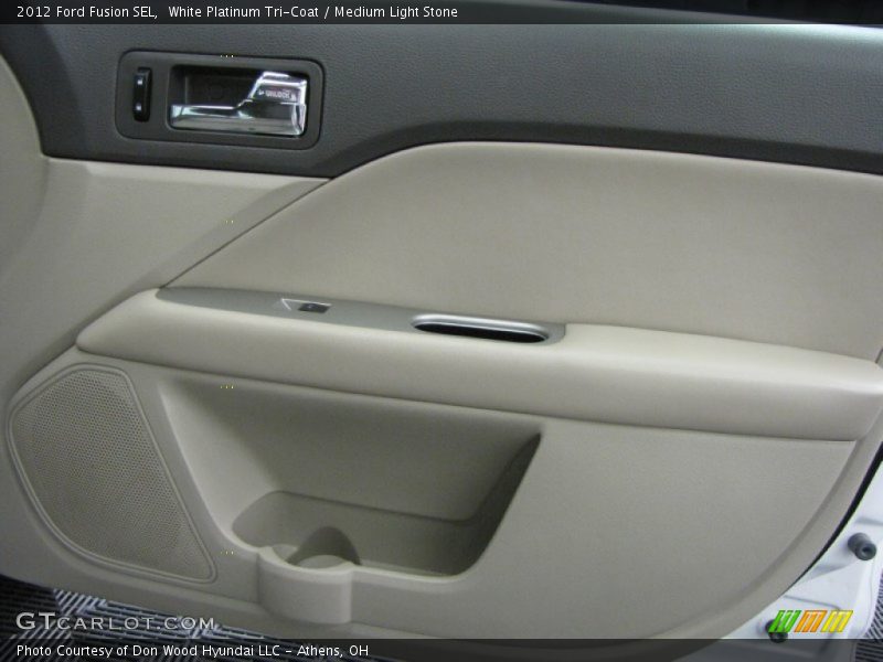 White Platinum Tri-Coat / Medium Light Stone 2012 Ford Fusion SEL