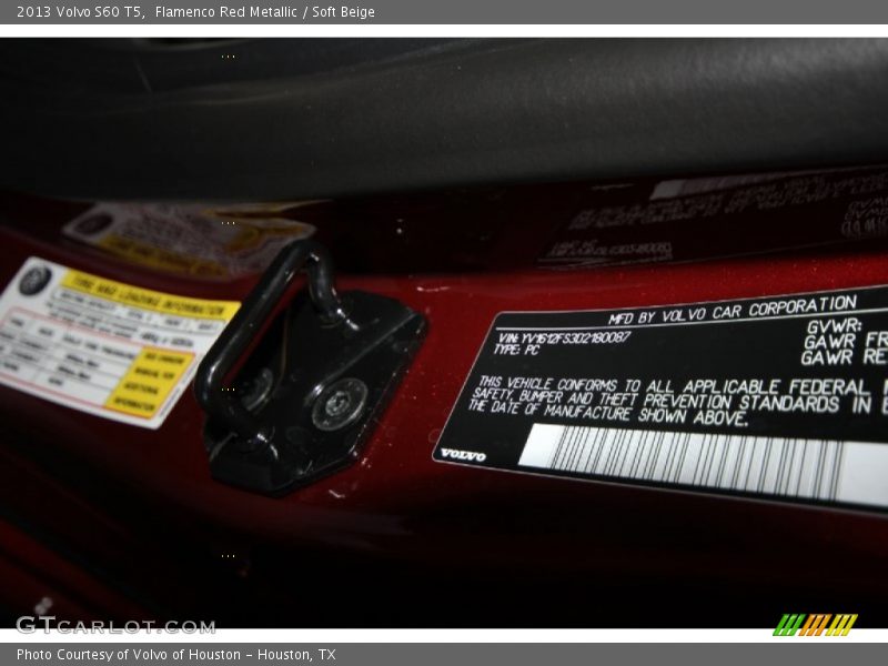 Flamenco Red Metallic / Soft Beige 2013 Volvo S60 T5