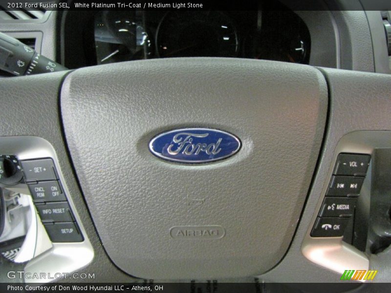 White Platinum Tri-Coat / Medium Light Stone 2012 Ford Fusion SEL