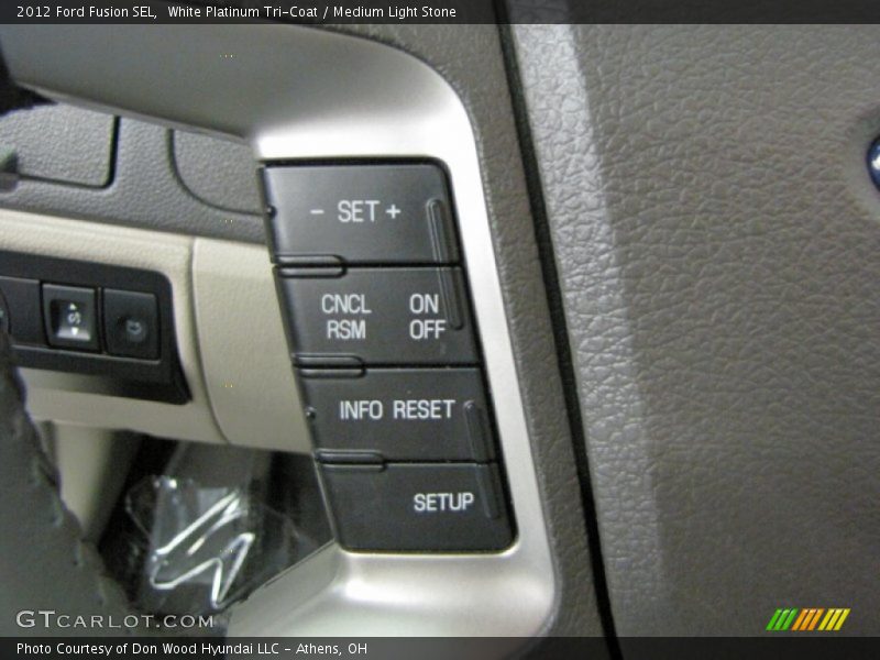 White Platinum Tri-Coat / Medium Light Stone 2012 Ford Fusion SEL