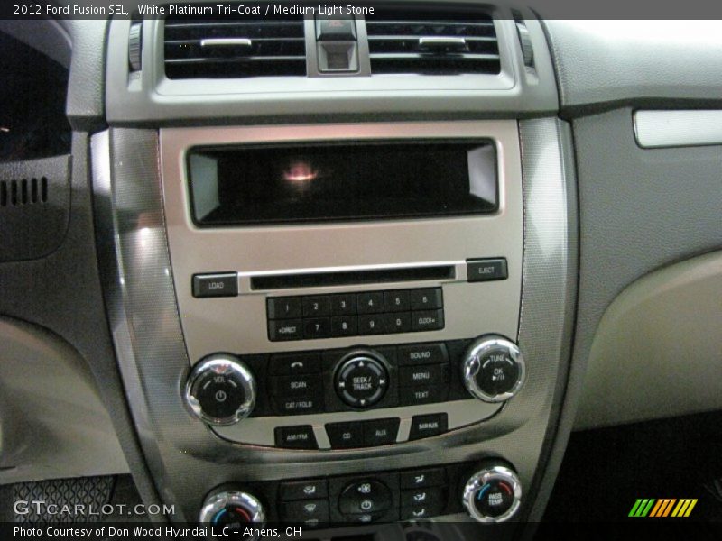 White Platinum Tri-Coat / Medium Light Stone 2012 Ford Fusion SEL