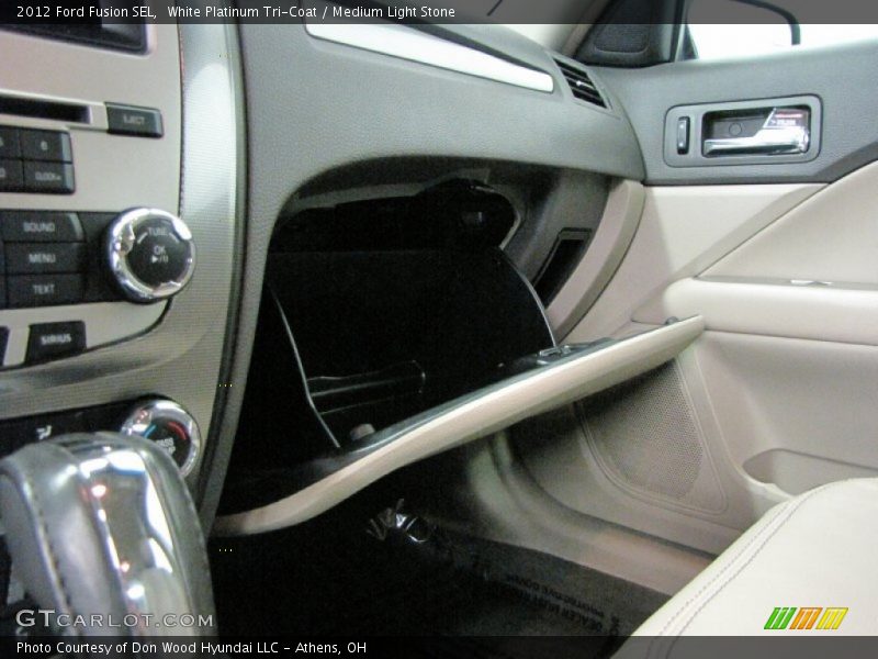 White Platinum Tri-Coat / Medium Light Stone 2012 Ford Fusion SEL